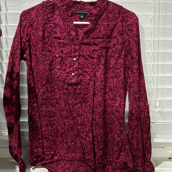 Banana Republic Ruffled Pink Batik Print Paisley Blouse Size S - Picture 1 of 1